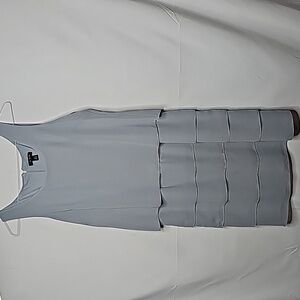 Le Bos layered tier sheer gray blue sleeveless holiday dress sz 10
